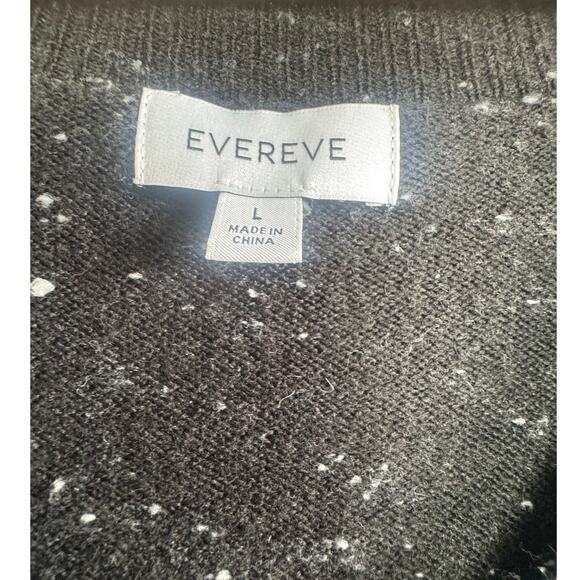 Evereve Women’s Black Speckled V-Neck Sweater Size Large Oversized Relaxed Fit - Picture 4 of 5